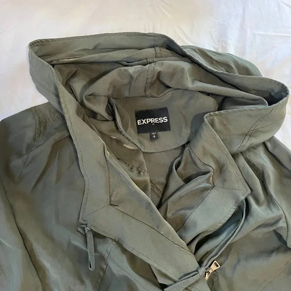 Express | Women's Army Green Lightweight Hooded Longsleeve Jacket | Size Small - Picture 3 of 6